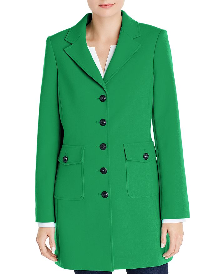 Karl Lagerfeld Tweed Notch-collar Coat In Roman Green
