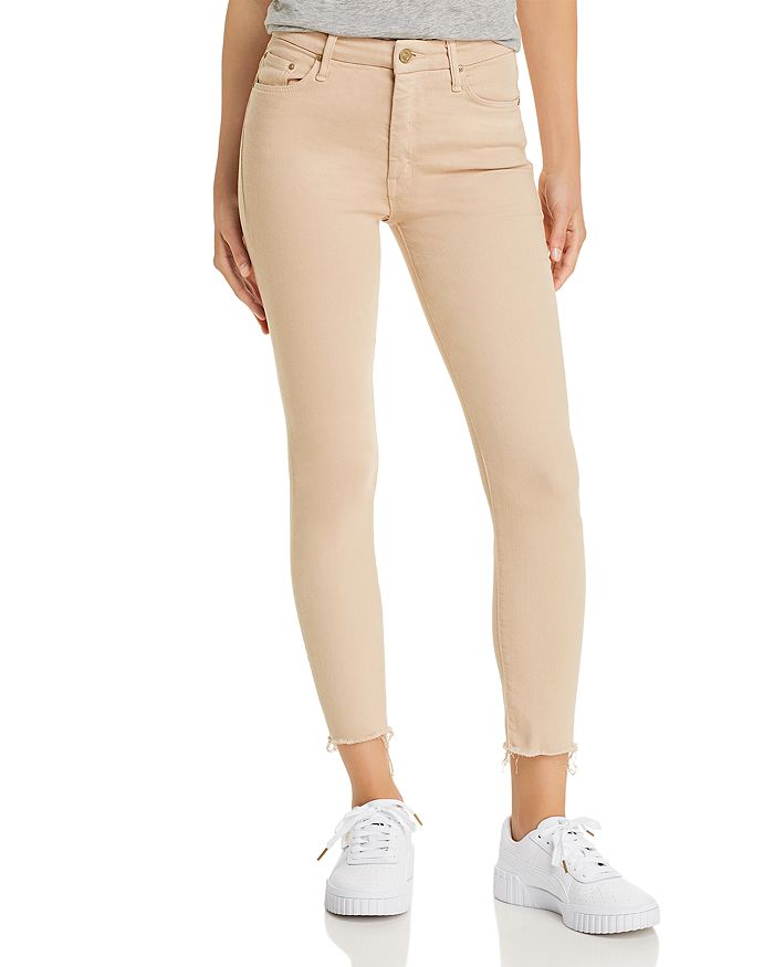 Mother Looker High-rise Cropped Skinny Jeans In Khaki