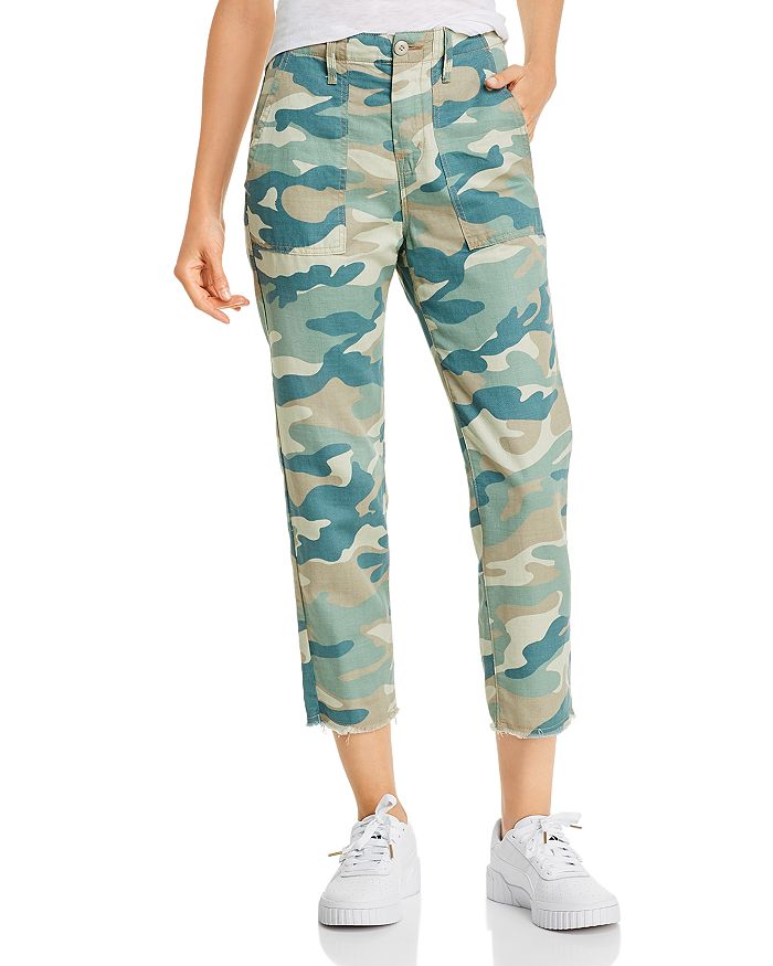MOTHER The Shaker Chop Crop Printed Jeans in Blue/Green Camo ...