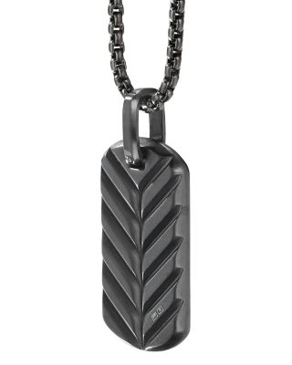 Men's Chevron Tag in Black Titanium, 35mm