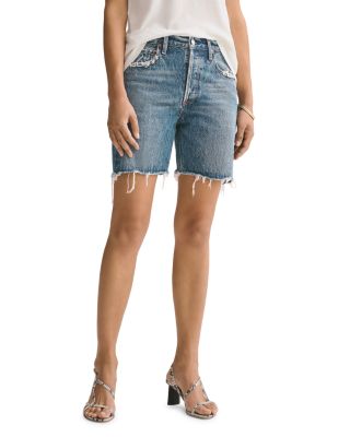 AGOLDE Rumi Cotton Frayed Denim Shorts 