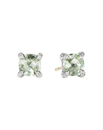 David Yurman - Ch&acirc;telaine&reg; Stud Earrings with Prasiolite and Diamonds