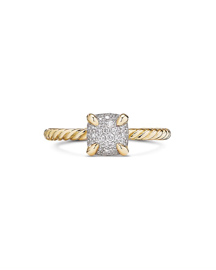 Shop David Yurman Chatelaine Ring In 18k Yellow Gold With Full Pave Diamonds In White/gold
