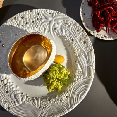 Haas Mojave Desert Charger with Gold Accents