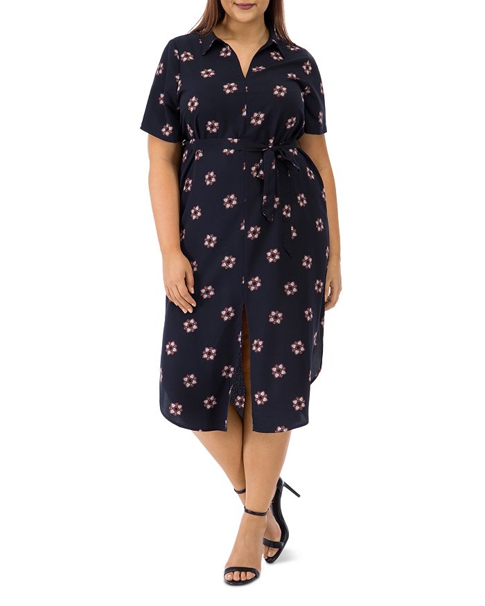 B Collection by Bobeau Curvy Larson Printed Shirt Dress | Bloomingdale's