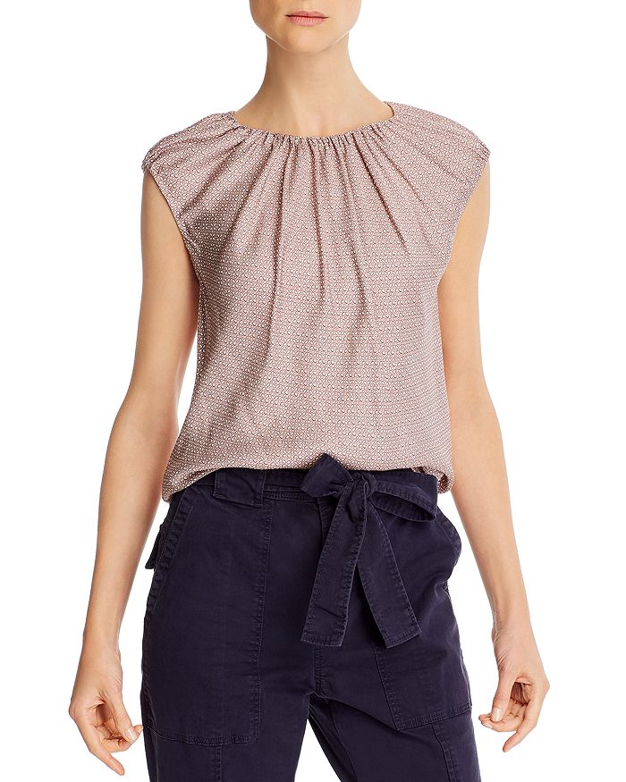 Rebecca Taylor Tailored  Pleated Cap-sleeve Blouse In Mauve