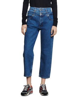 Sandro - Kitty High-Rise Layer-Effect Jeans in Blue