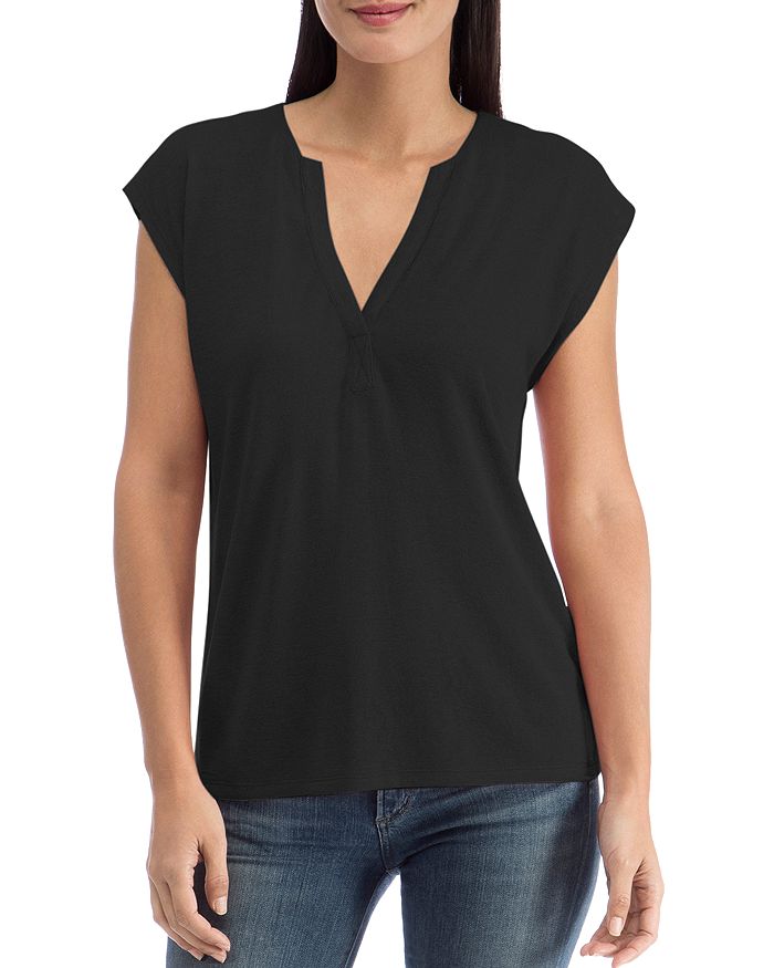 B Collection By Bobeau Holland Pleat-back Knit Top In Black