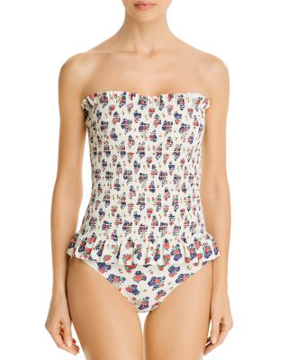 Tory Burch Printed Smocked One Piece Swimsuit | Bloomingdale's