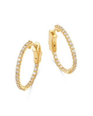Bloomingdale's Fine Collection Micro-pave Diamond Inside Out Hoop Earrings in 14K Yellow Gold, 0.5 ct. t. w. - Exclusive