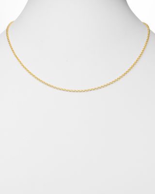 14K Yellow Gold Round Rolo Chain Necklace, 20" 