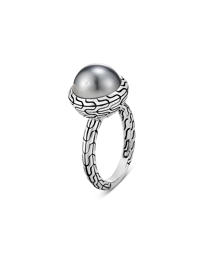 JOHN HARDY STERLING SILVER CLASSIC CHAIN CULTURED TAHITIAN PEARL RING,RB9000055X7