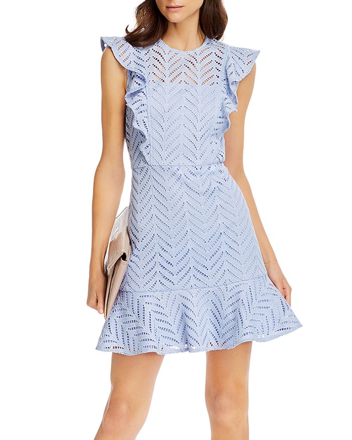 Aqua Lace Ruffled Dress - 100% Exclusive In Light Blue