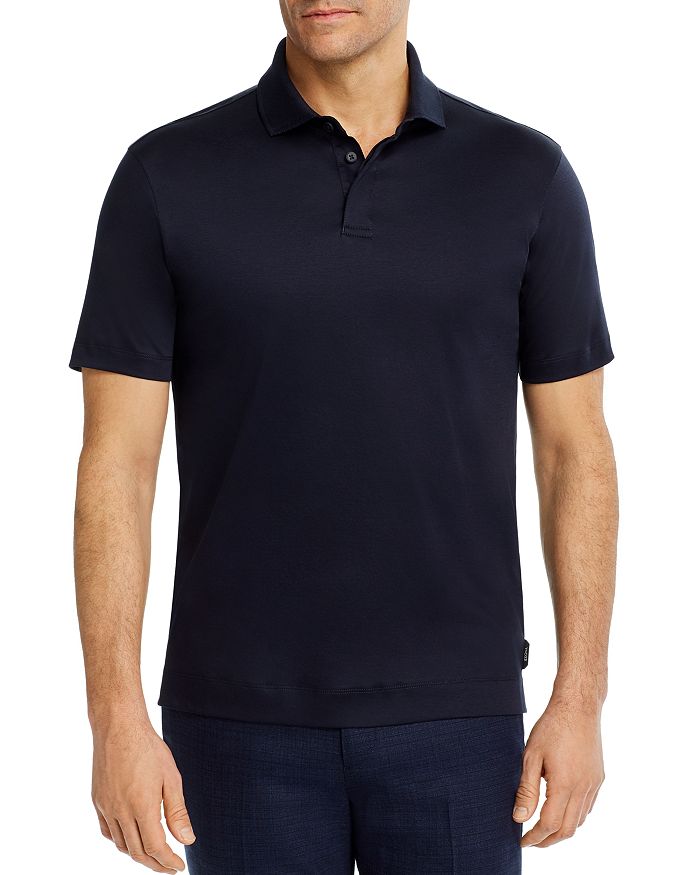 Z Zegna Regular Fit Short-sleeve Slim Fit Polo Shirt In Blue