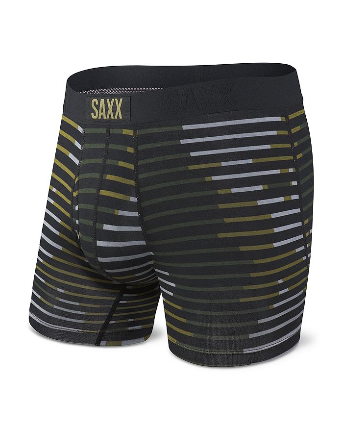 Saxx Ultra Moisture-wicking Camo Stripe Relaxed Fit Boxer Briefs In Dark Green