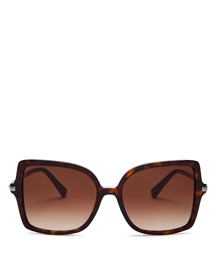 Valentino Women's Square Sunglasses, 56mm In Havana/gradient Brown