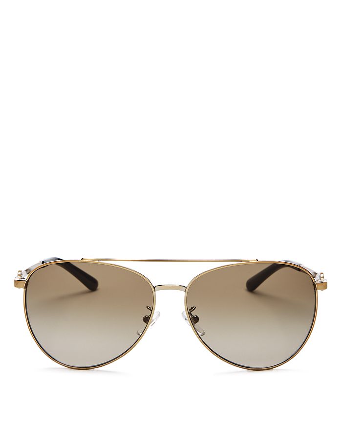 Tory Burch Brow Bar Aviator Sunglasses, 58mm | Bloomingdale's