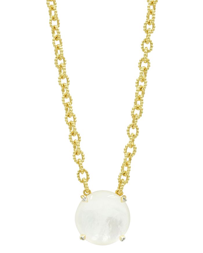 Freida Rothman Full Moon Simulated Pearl Pendant Necklace, 16-18 In White/gold