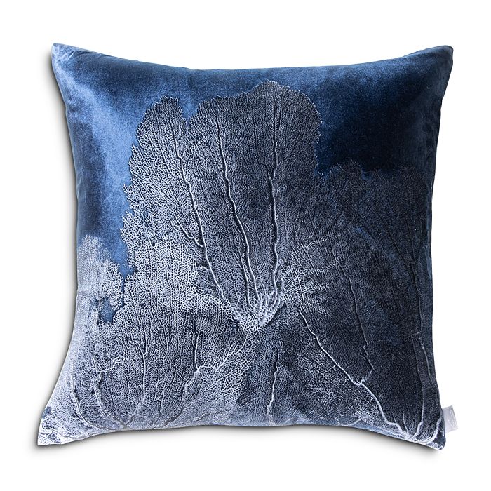Aviva Stanoff Navy Sea Fan Signature Velvet Collection Pillow, 20 X 20 In Blue