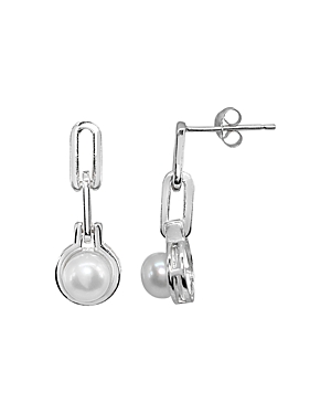 Double Link & Cultured Freshwater Pearl Drop Earrings - 100% Exclusive