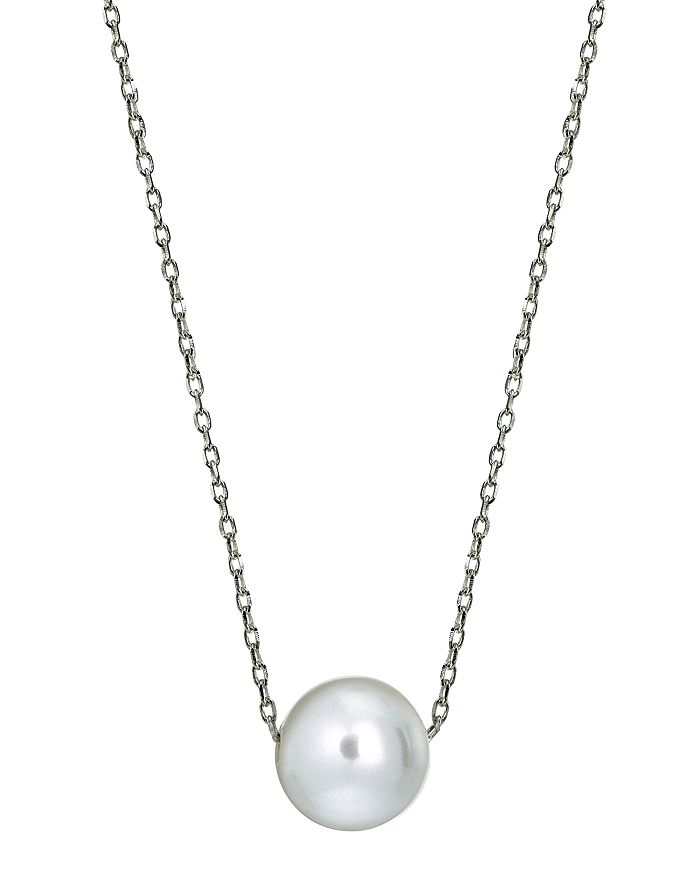 Aqua Cultured Freshwater Pearl Necklace In Sterling Silver Or 18k Gold-plated Sterling Silver, 15.5-17.5 In White/silver