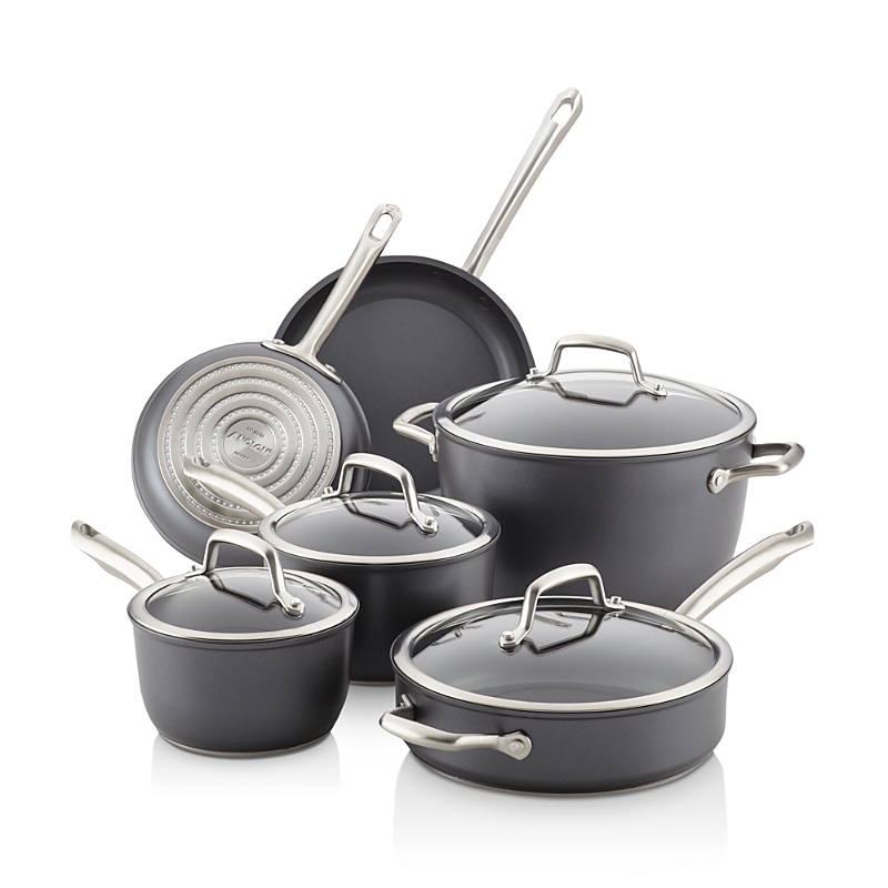 Anolon Accolade Hard-anodized Precision Forge Cookware Set, 10-piece, Moonstone In Moonstone