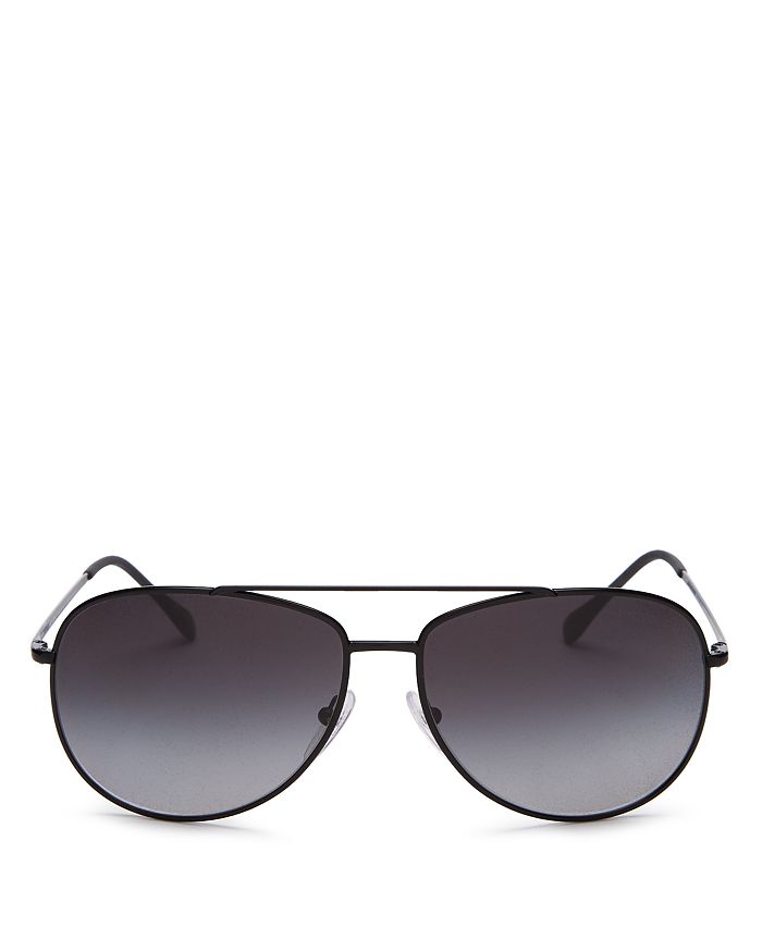 Prada Men's Polarized Brow Bar Aviator Sunglasses, 61mm In Matte Black/gray Gradient Polarized