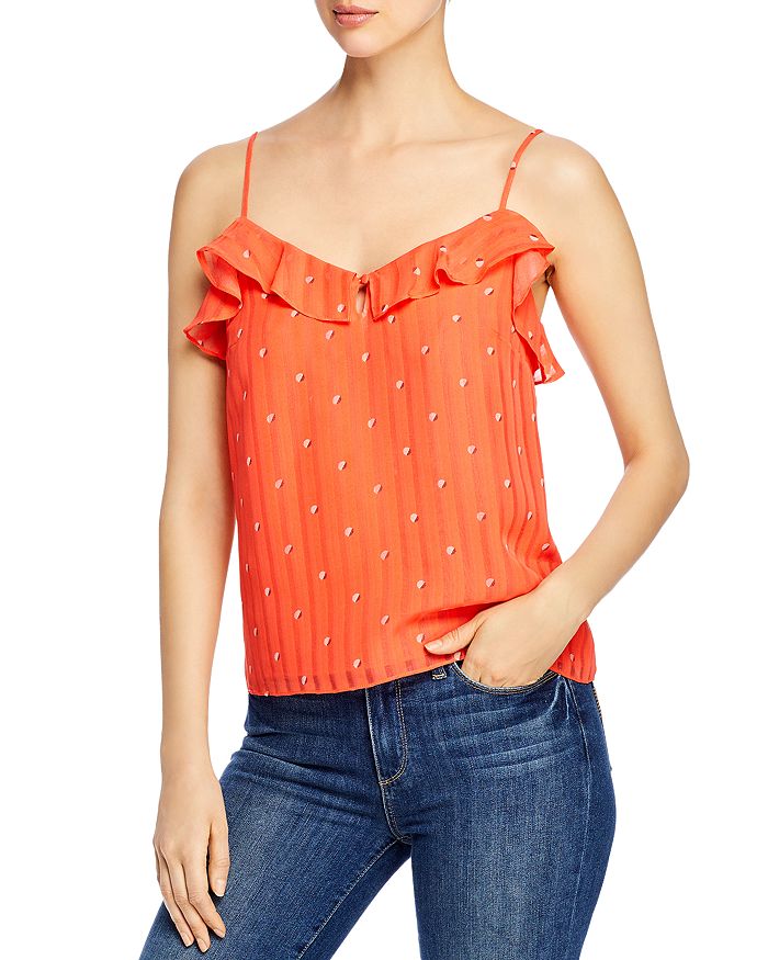 Cupcakes And Cashmere Emery Dot Chiffon Camisole In Hot Coral