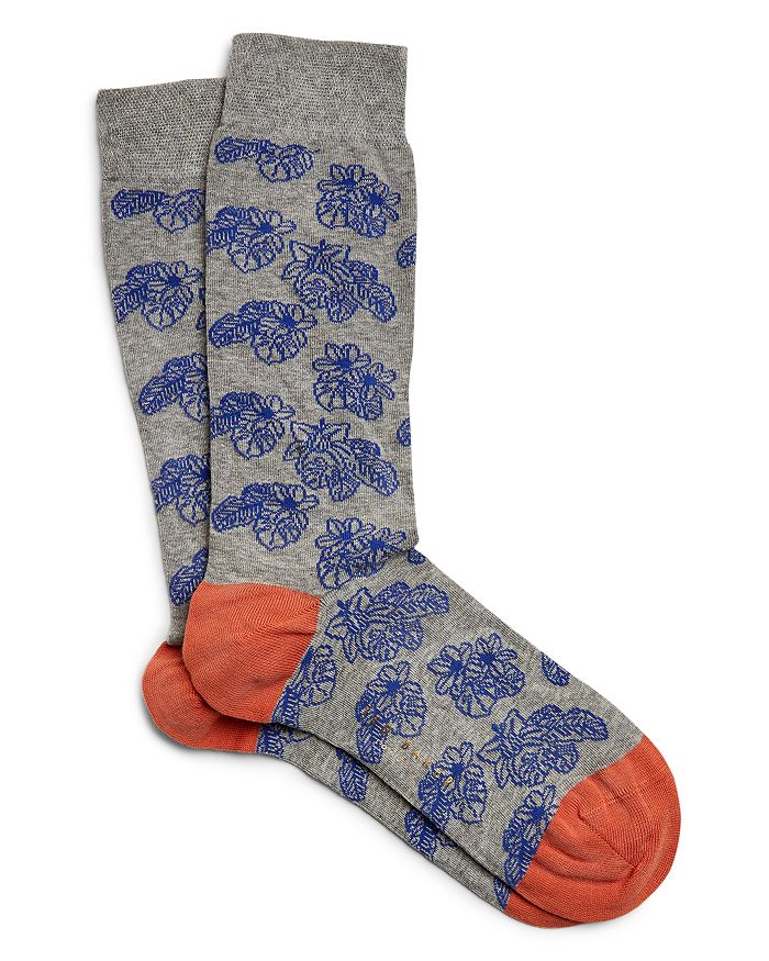 Ted Baker Floral Pattern Socks In Gray Marl