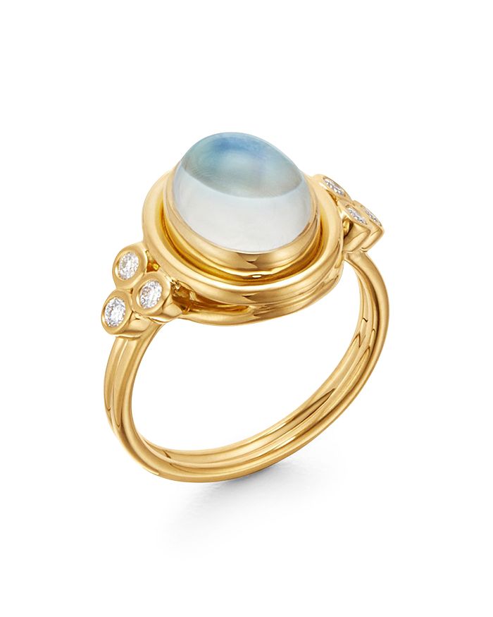 Temple St Clair Temple St. Clair Classic Oval Ring With Diamonds In Blue/gold