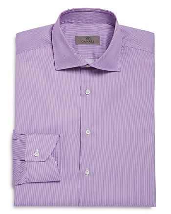 Canali Cotton Fine Line Stripe Regular Fit Dress Shirt | Bloomingdale's
