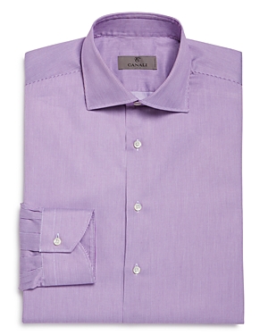 Canali Cotton Fine Line Stripe Regular Fit Dress Shirt
