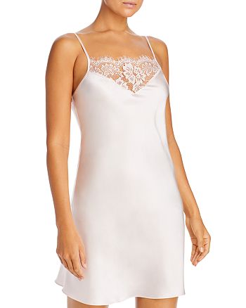 GINIA Silk Lace Trim Chemise Nightgown | Bloomingdale's