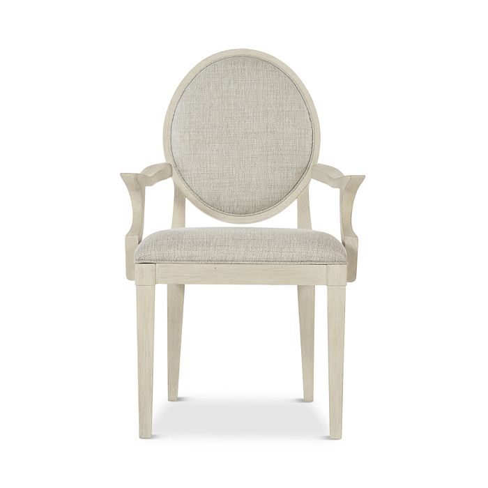 Bernhardt East Hampton Oval Back Arm Chair In Cerused Linen Finish