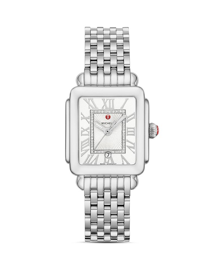 Michele Deco Madison Mid Watch, 29x31mm In White/silver