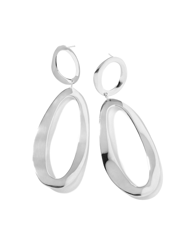 Ippolita Sterling Silver Classico Long Hoop Drop Earrings In Silver