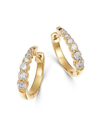 Bloomingdale's - Diamond Graduated Hoop Earrings in 14K Yellow Gold, 0.50 ct. t.w. - 100% Exclusive