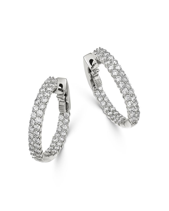 Bloomingdale's Diamond Double Row Inside Out Hoop Earrings In 14k White Gold, 1.75 Ct. T.w. - 100% Exclusive