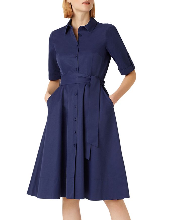 Hobbs London Tyra Belted Sateen Shirt Dress - 100% Exclusive In French Blue