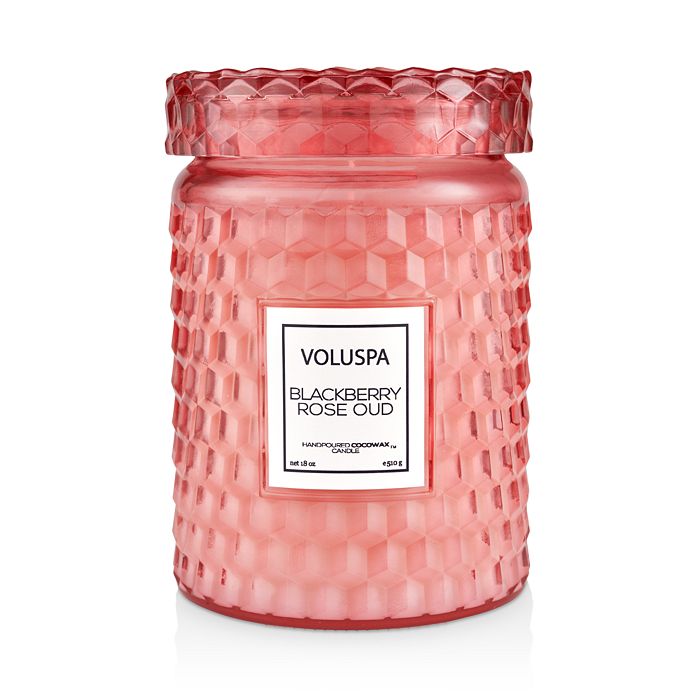 Shop Voluspa Blackberry Rose & Oud Large Jar Candle 18 Oz. In Pink