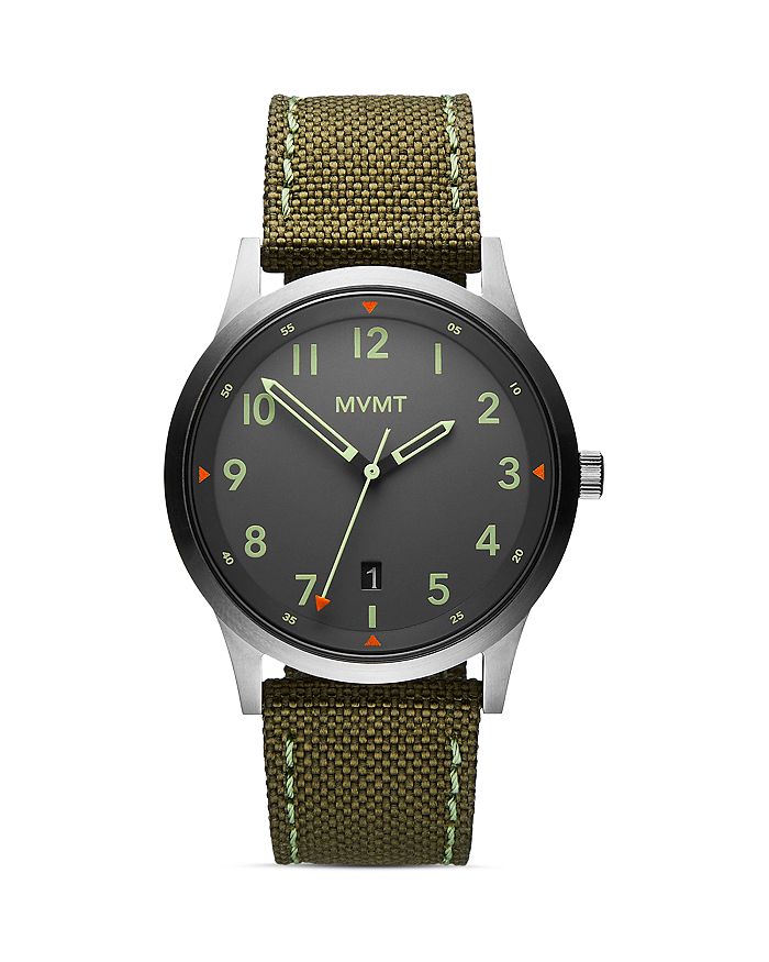 Shop Mvmt Field Canvas Strap Watch, 41mm In Gray/green