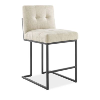 Modway - Privy Black Stainless Steel Upholstered Fabric Counter Stool