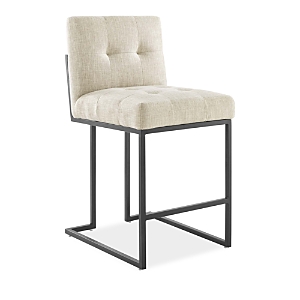 Modway Privy Black Stainless Steel Upholstered Fabric Counter Stool In Beige