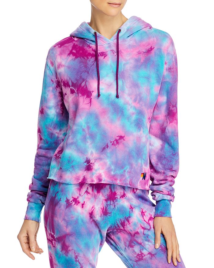 AVIATOR NATION CROPPED TIE-DYED HOODIE,HDPCHDY