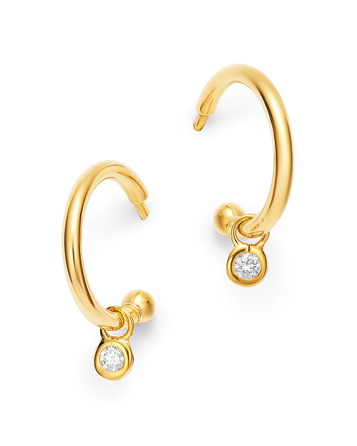 Bloomingdale's Diamond Drop Huggie Hoop Earrings In 14k Yellow Gold - 100% Exclusive In White/gold