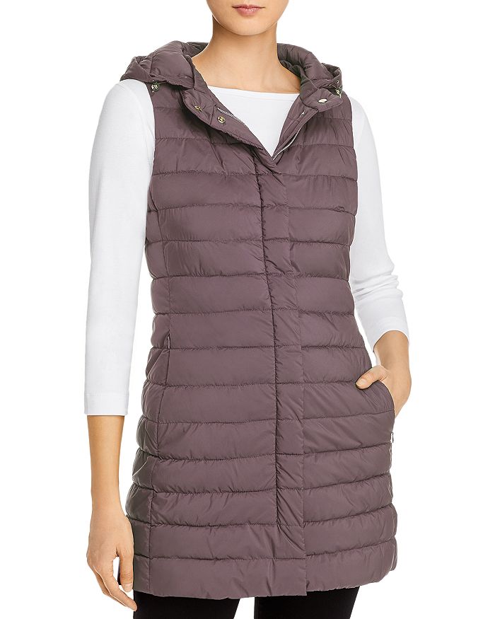 Herno Hooded Woven Vest In Purple