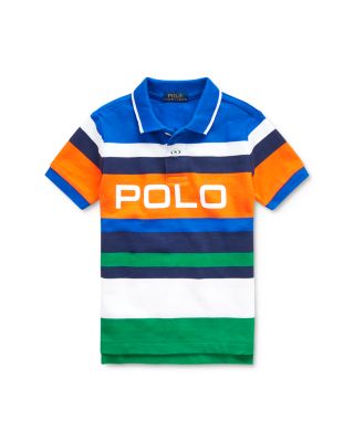 striped cotton mesh polo shirt