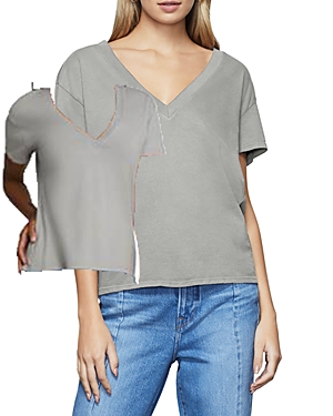 Shop Good American V-neck Cotton Tee In Sage001