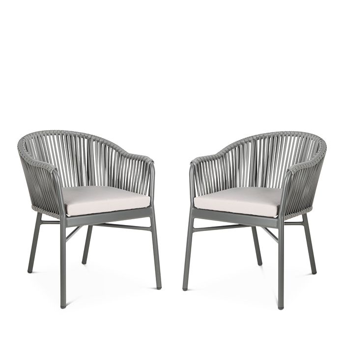Safavieh Stefano Stackable Rope Chairs, Set Of 2 In Gray/gray Cushion
