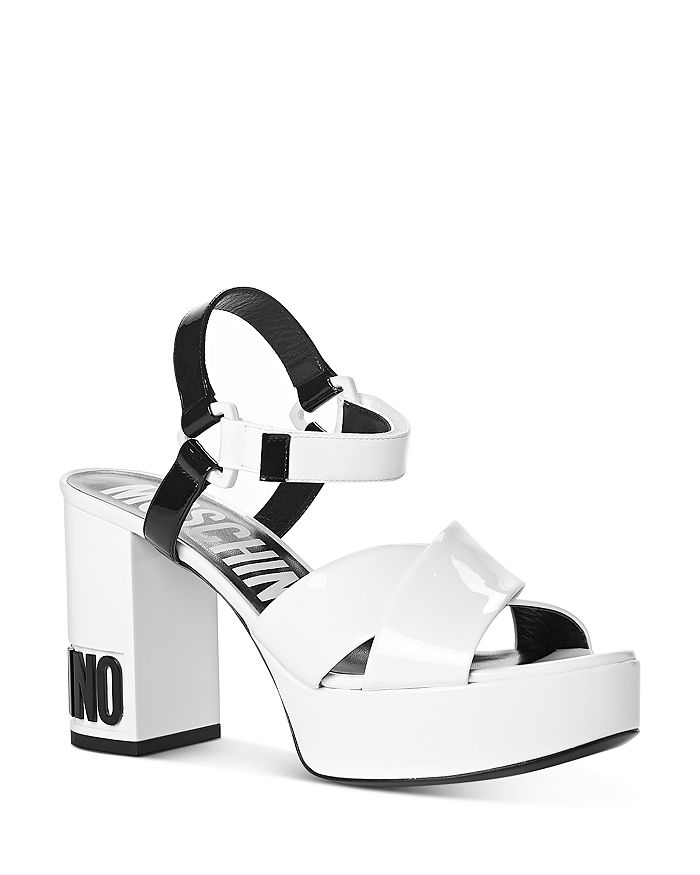 Moschino Women's Strappy Platform High-heel Sandals In White Multi